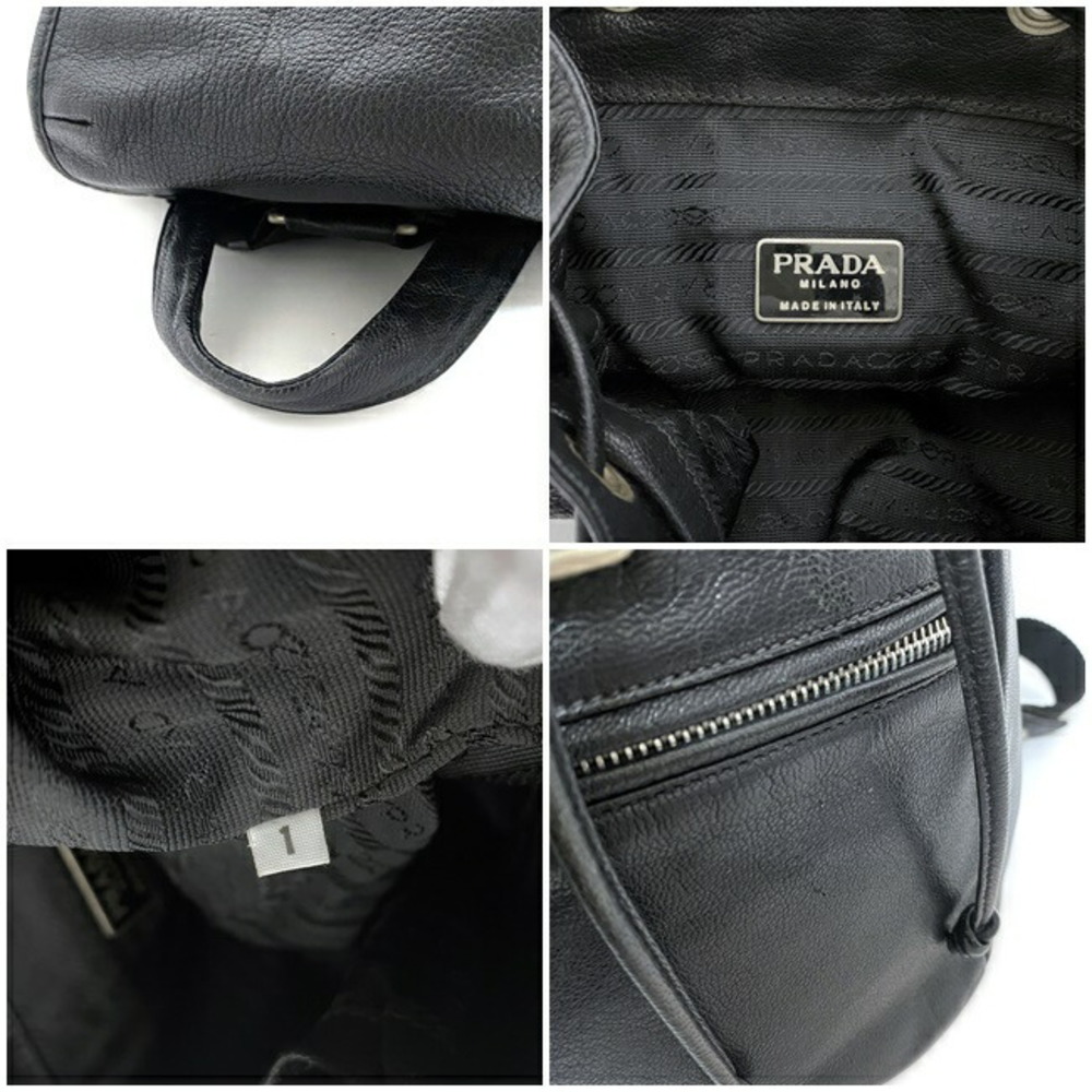 Prada Drawstring Triangle Backpack Black Leather - image 8
